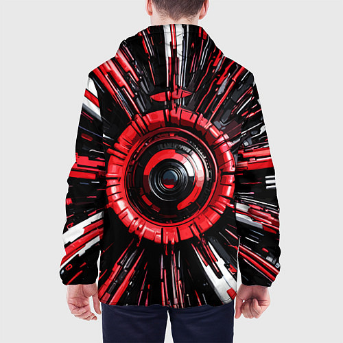 Мужская куртка Чёрно-красная сфера киберпанк / 3D-Белый – фото 4