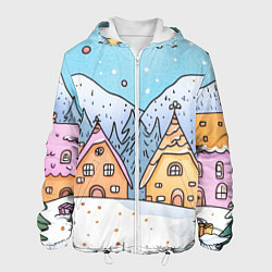 Мужская куртка Новогодние рисованные домики