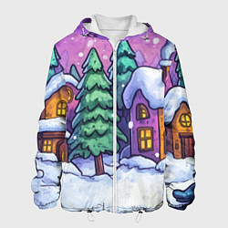 Мужская куртка Новогодний мультяшный двор
