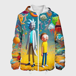 Куртка с капюшоном мужская Рик и Морти - сюрреалистическая фантазия, цвет: 3D-белый