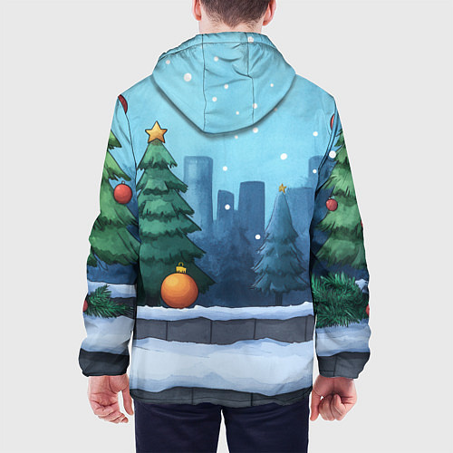 Мужская куртка Елки и елочные игрушки / 3D-Белый – фото 4