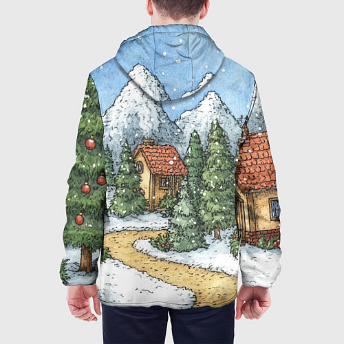 Мужская куртка Новогодний пейзаж / 3D-Белый – фото 4