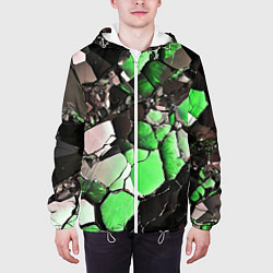 Куртка с капюшоном мужская Чёрно-зелёный камень, цвет: 3D-белый — фото 2