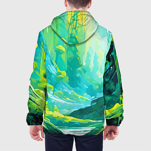 Мужская куртка Зелёная кислотная абстракция / 3D-Белый – фото 4