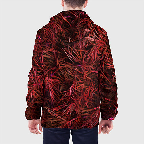 Мужская куртка Красная трава на чёрном фоне / 3D-Белый – фото 4