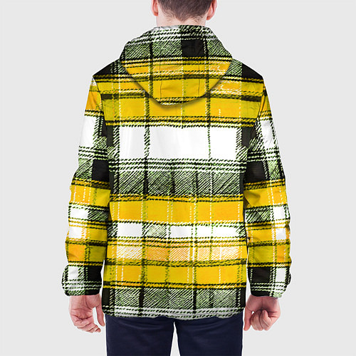 Мужская куртка Чёрные полосы на жёлто-белом фоне / 3D-Белый – фото 4