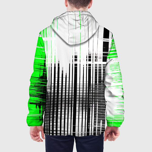 Мужская куртка Зелёно-чёрный гранж на белом фоне / 3D-Белый – фото 4