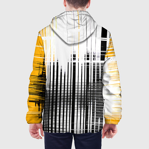 Мужская куртка Жёлто-чёрный гранж на белом фоне / 3D-Белый – фото 4