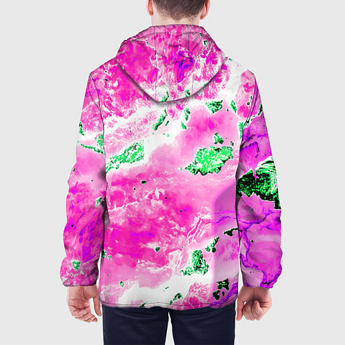 Мужская куртка Розово-зелёная абстракция / 3D-Белый – фото 4