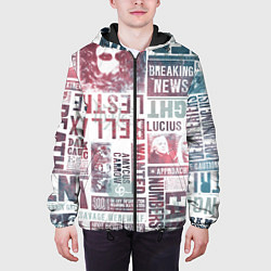 Куртка с капюшоном мужская Паттерн газеты - Гарри Поттер Сириус Блэк и Люциус, цвет: 3D-черный — фото 2