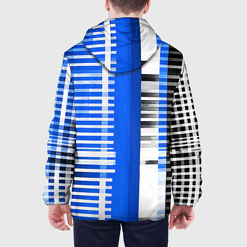 Мужская куртка White stripes on a black and blue background / 3D-Белый – фото 4
