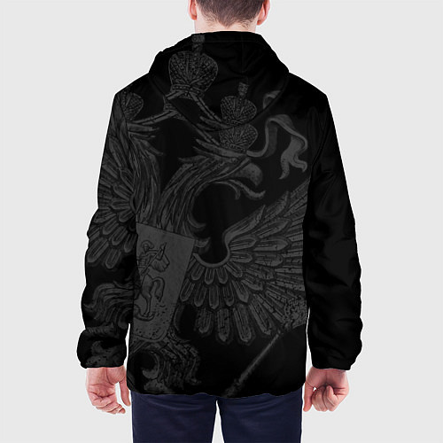 Мужская куртка Герб России - черный минимализм / 3D-Белый – фото 4