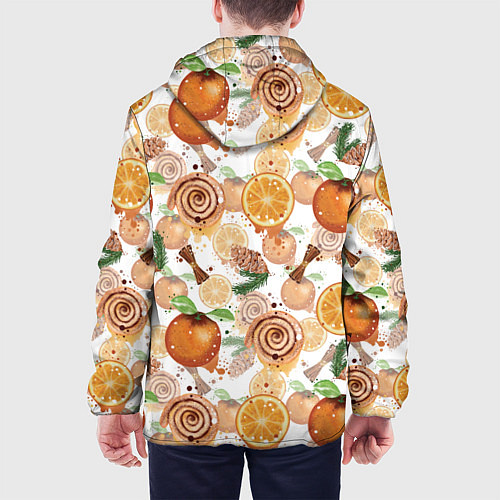 Мужская куртка Апельсины, корица, булочки с корицей на светлом фо / 3D-Белый – фото 4