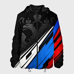 Куртка с капюшоном мужская Россия - абстракция, цвет: 3D-черный