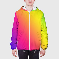 Куртка с капюшоном мужская Градиент зелёно-фиолетовый насыщенный, цвет: 3D-белый — фото 2
