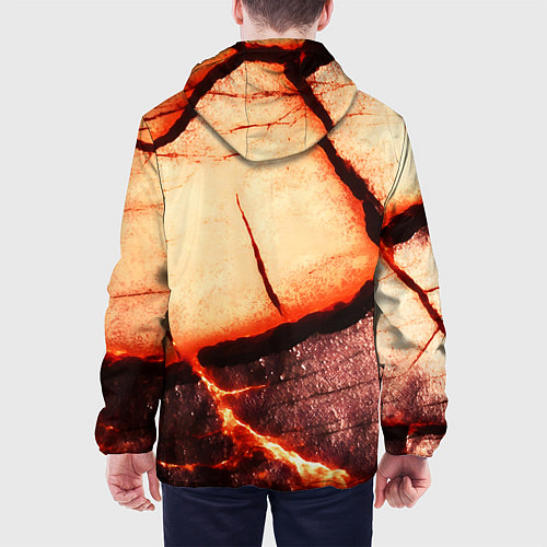 Мужская куртка Трещины на абстрактном красном фоне / 3D-Белый – фото 4