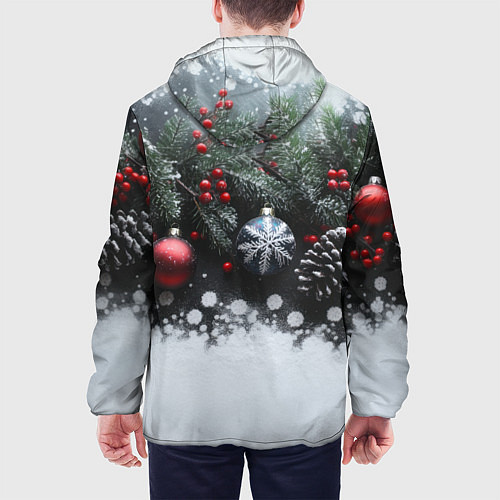 Мужская куртка Елочные игрушки и снег / 3D-Белый – фото 4