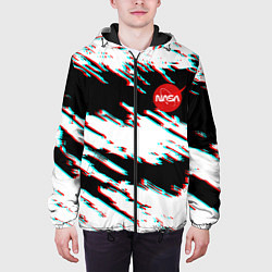 Куртка с капюшоном мужская Nasa glitch color, цвет: 3D-черный — фото 2