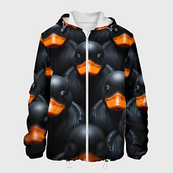 Куртка с капюшоном мужская Черные уточки, цвет: 3D-белый