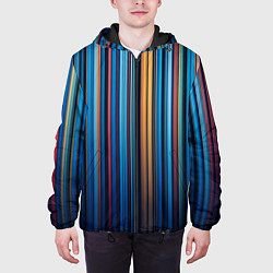 Куртка с капюшоном мужская Композиция из вертикальных линий, цвет: 3D-черный — фото 2