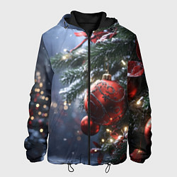 Мужская куртка Красные новогодние шары с узорами