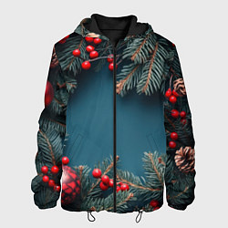 Мужская куртка Новогодний фон и рябина