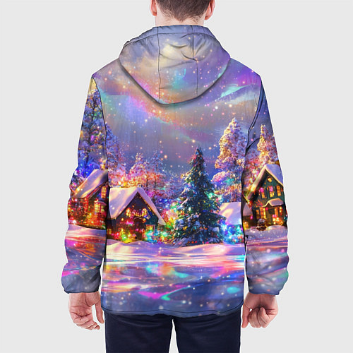 Мужская куртка Дух рождества - зимние домики / 3D-Белый – фото 4