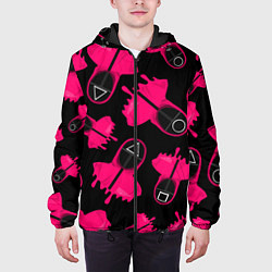 Куртка с капюшоном мужская Стражи из игры в кальмара, цвет: 3D-черный — фото 2