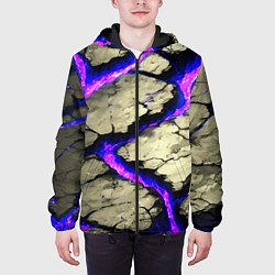Куртка с капюшоном мужская Треснувший камень фиолетовый, цвет: 3D-черный — фото 2