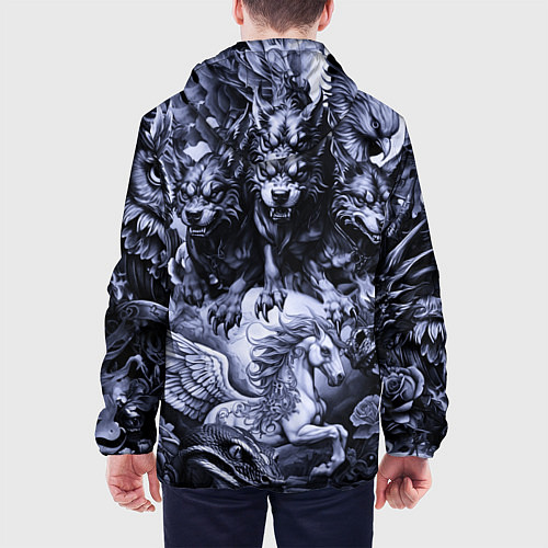 Мужская куртка Мифические существа с стиле тату / 3D-Черный – фото 4