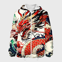 Мужская куртка Красный дракон в японском стиле ирезуми