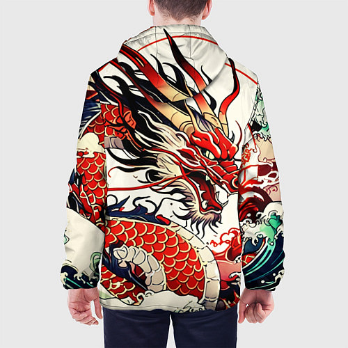 Мужская куртка Красный дракон в японском стиле ирезуми / 3D-Белый – фото 4