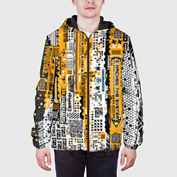 Куртка с капюшоном мужская Cyberpunk pattern yellow, цвет: 3D-черный — фото 2