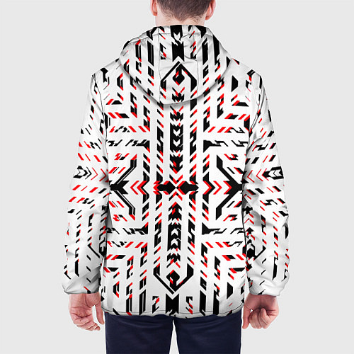 Мужская куртка Чёрно-красные диагональные полосы на белом фоне / 3D-Белый – фото 4