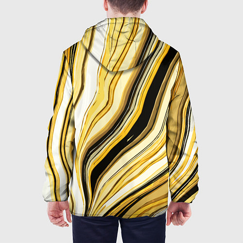 Мужская куртка Волнистые вертикальные чёрно-жёлтые полосы / 3D-Белый – фото 4