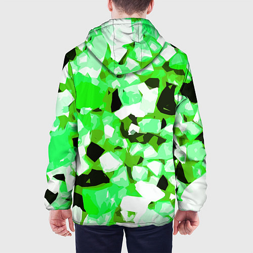 Мужская куртка Green and white abstraction on a black background / 3D-Белый – фото 4
