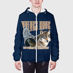 Куртка с капюшоном мужская Волки в ночи, цвет: 3D-белый — фото 2