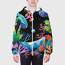 Куртка с капюшоном мужская Подводная фантастика, цвет: 3D-белый — фото 2