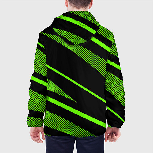 Мужская куртка Sport чёрный и зелёный полосы / 3D-Черный – фото 4