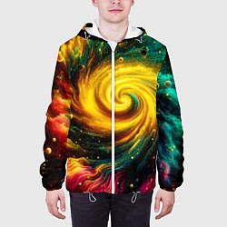 Куртка с капюшоном мужская Neon space - ai art fantasy, цвет: 3D-белый — фото 2