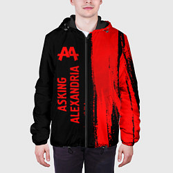 Куртка с капюшоном мужская Asking Alexandria - red gradient по-вертикали, цвет: 3D-черный — фото 2