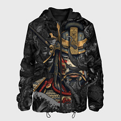 Куртка с капюшоном мужская Самурай и драконы в стиле ирезуми, цвет: 3D-черный