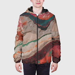 Куртка с капюшоном мужская Абстракция из бумаги и краски, цвет: 3D-черный — фото 2