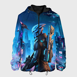 Куртка с капюшоном мужская Mass Effect - neon glow fantastic, цвет: 3D-черный