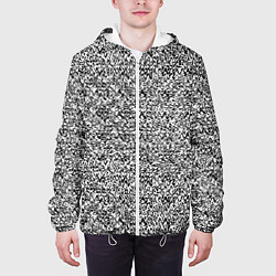 Куртка с капюшоном мужская Чёрно-белый текстурный, цвет: 3D-белый — фото 2
