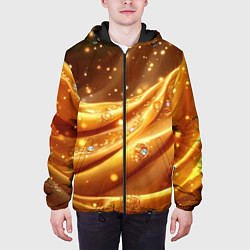Куртка с капюшоном мужская Золотая ткань с блестками, цвет: 3D-черный — фото 2