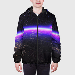 Куртка с капюшоном мужская Планета и неоновое свечение, цвет: 3D-черный — фото 2