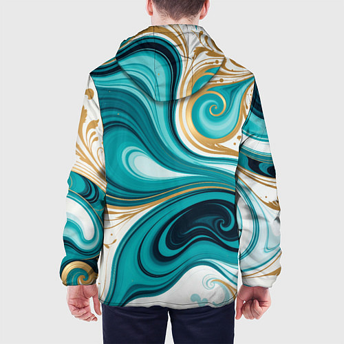 Мужская куртка Бирюза и золото / 3D-Белый – фото 4