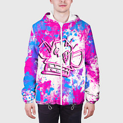 Куртка с капюшоном мужская Мартышка Джинкс - Arcane, цвет: 3D-белый — фото 2