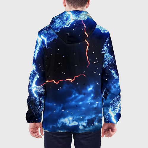 Мужская куртка Звезды и молнии в разломе плит / 3D-Белый – фото 4